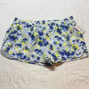 Core Athletic/Running Shorts Pockets XXL (20) Blue & Yellow Splatter Print NWT